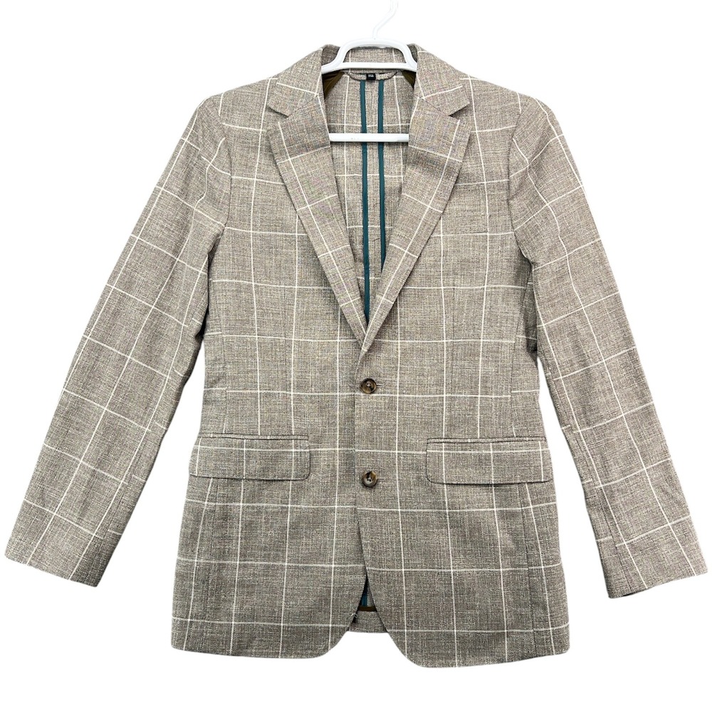 Bonobos Slim Fit Tessuti di Sondrio Cotton Windowpane Blazer Brown 36L Mens